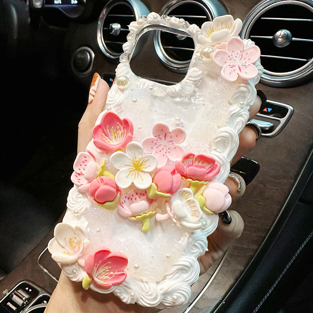 Decoden Cream Glue Phone Case DIY Kit – Kawaii Sakura Cherry Blossom Charms