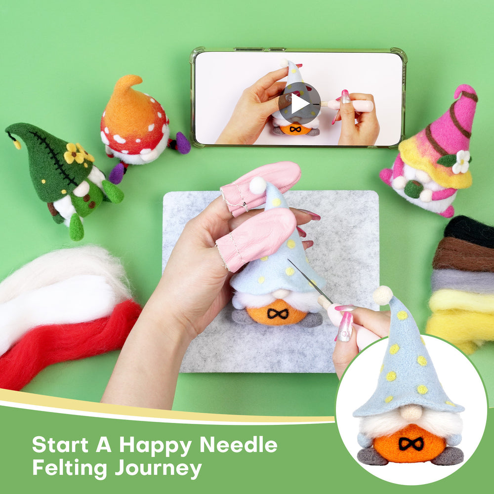 4-in-1 Christmas Gnome Needle Felting Kit for Beginners – DIY Holiday Craft Set(with Keychain）