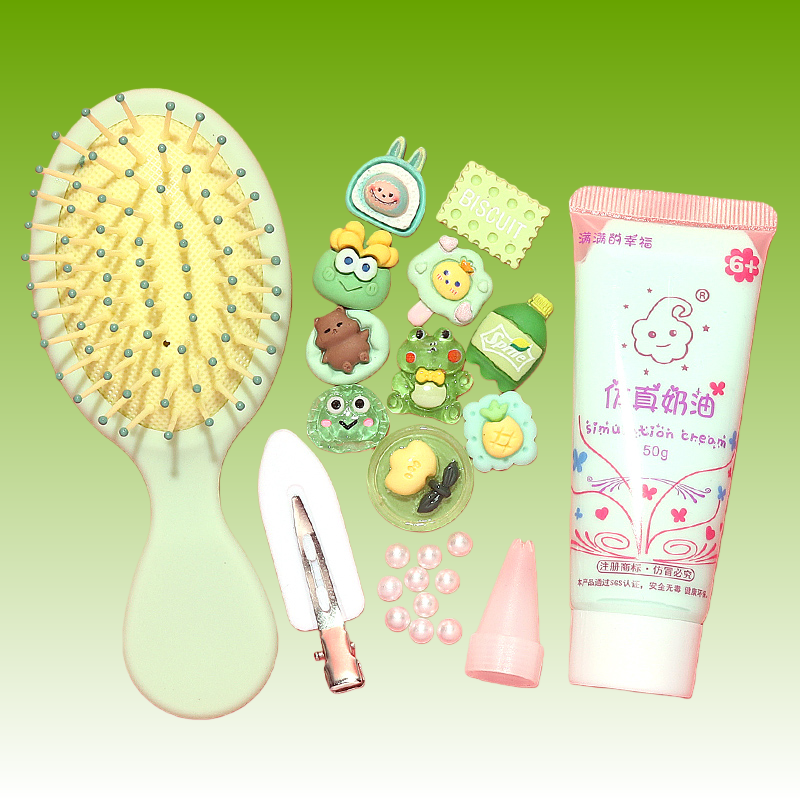 Cream Glue DIY Kit:  Hairbrush & Hair Clip Set