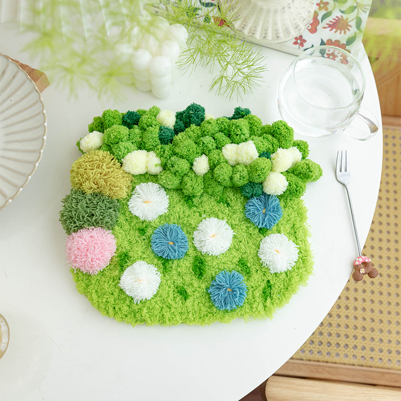 Moss Coaster DIY Kit – Textured Yarn Craft with Grid Canvas
