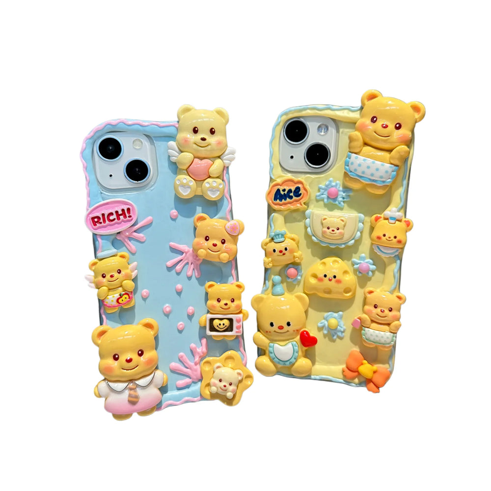 Decoden Cream Glue Phone Case DIY Kit – Kawaii Pastel Bear Charms