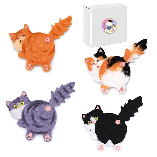 DIY Needle Felting Kit for Beginners - Cute Cats Coaster Set