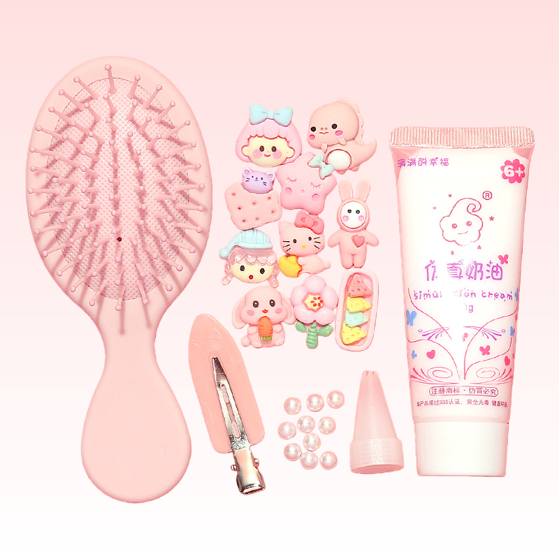 Cream Glue DIY Kit:  Hairbrush & Hair Clip Set