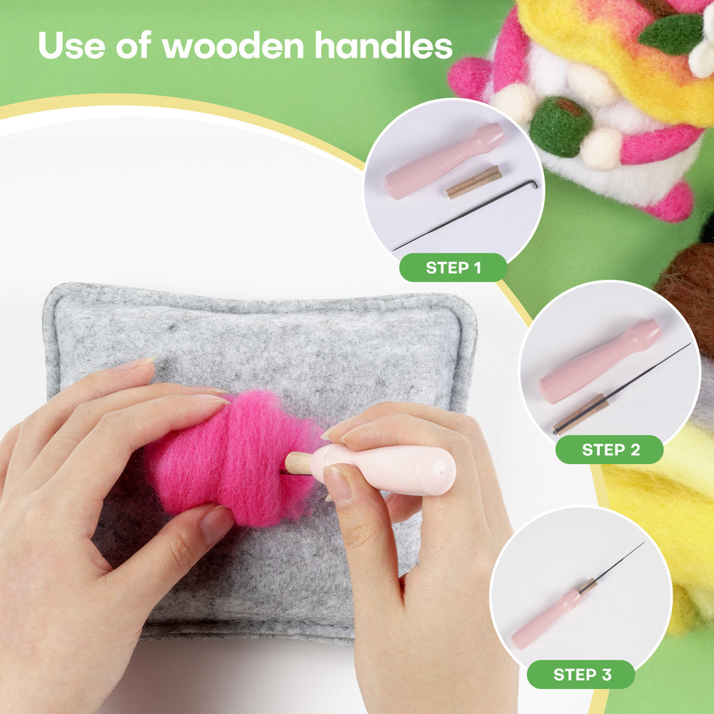 4-in-1 Christmas Gnome Needle Felting Kit for Beginners – DIY Holiday Craft Set(with Keychain）