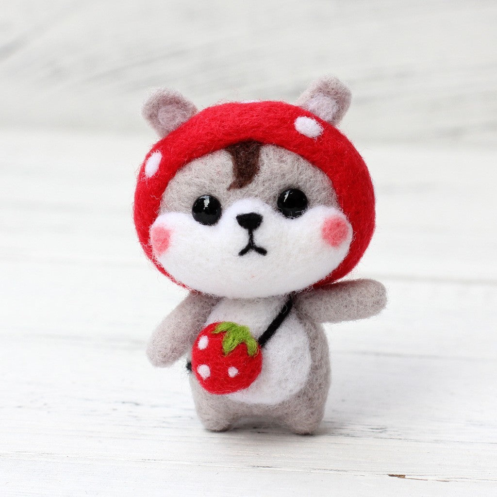 DIY Needle Felting Kit for Beginners - Cute Shiba Inu Costume Keychain Doll Set
