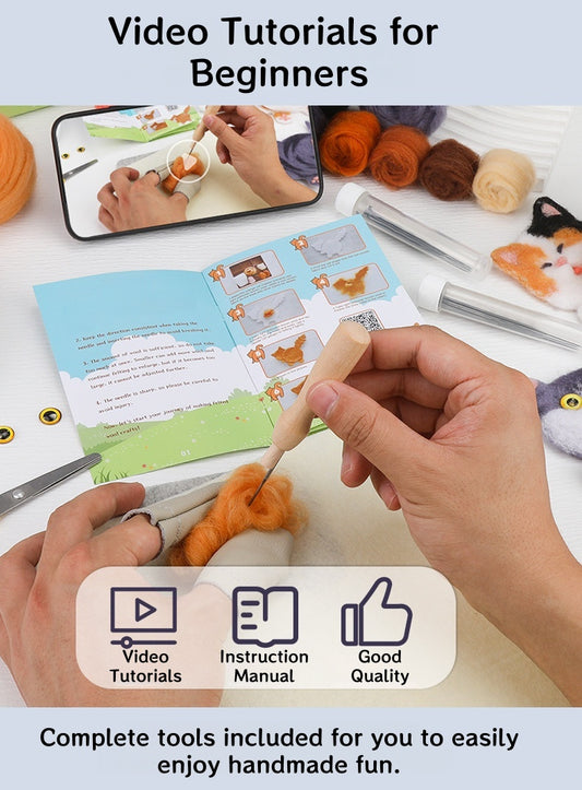DIY Needle Felting Kit for Beginners - Cute Cats Coaster Set