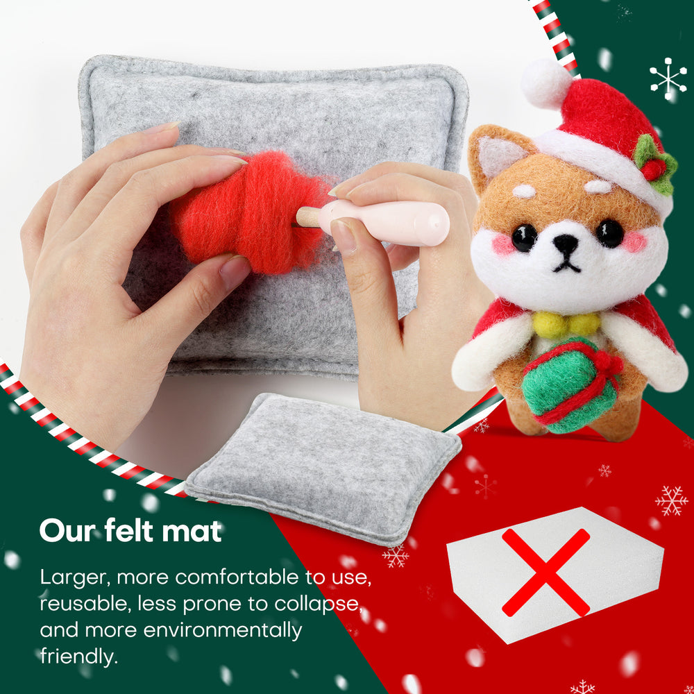 4-in-1 Christmas Needle Felting Kit for Beginners – Santa & Cute Animals(with Keychain）