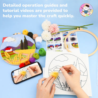 DIY Needle Felting Ocean Kit | Seascape Embroidery Hoop Art Craft