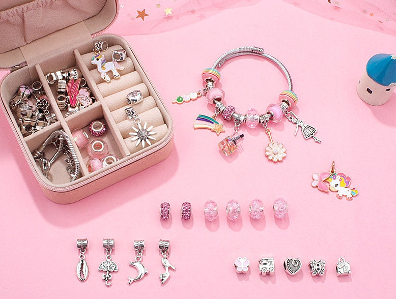 Girls Charm Bracelet Making Kit DIY Jewelry Making Set with Storage Box