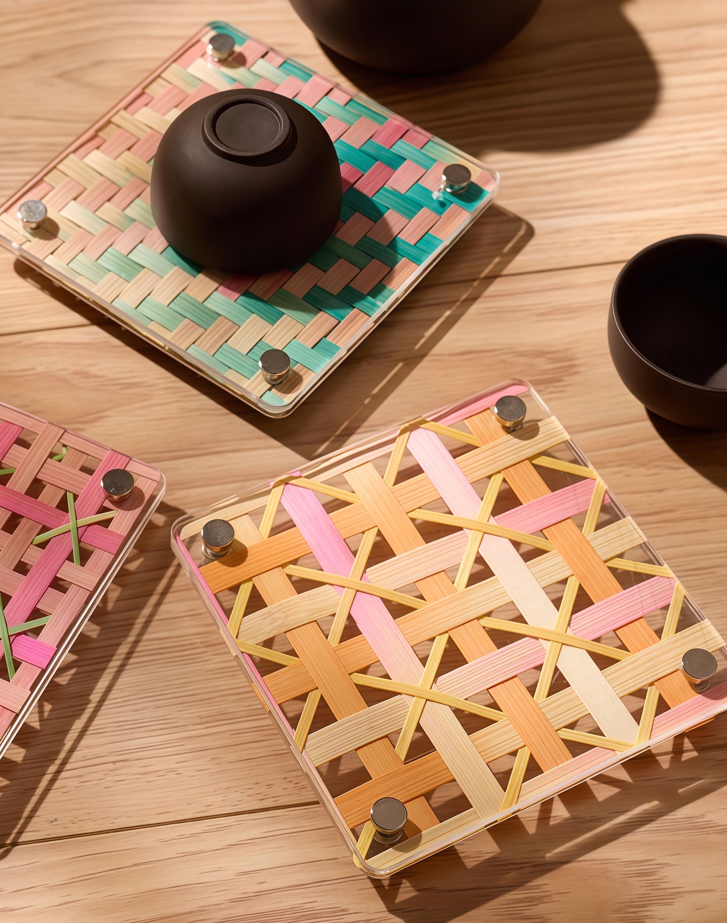 Chinese Cultural Heritage Bamboo Weaving - Acrylic Cup Mat DIY Kit