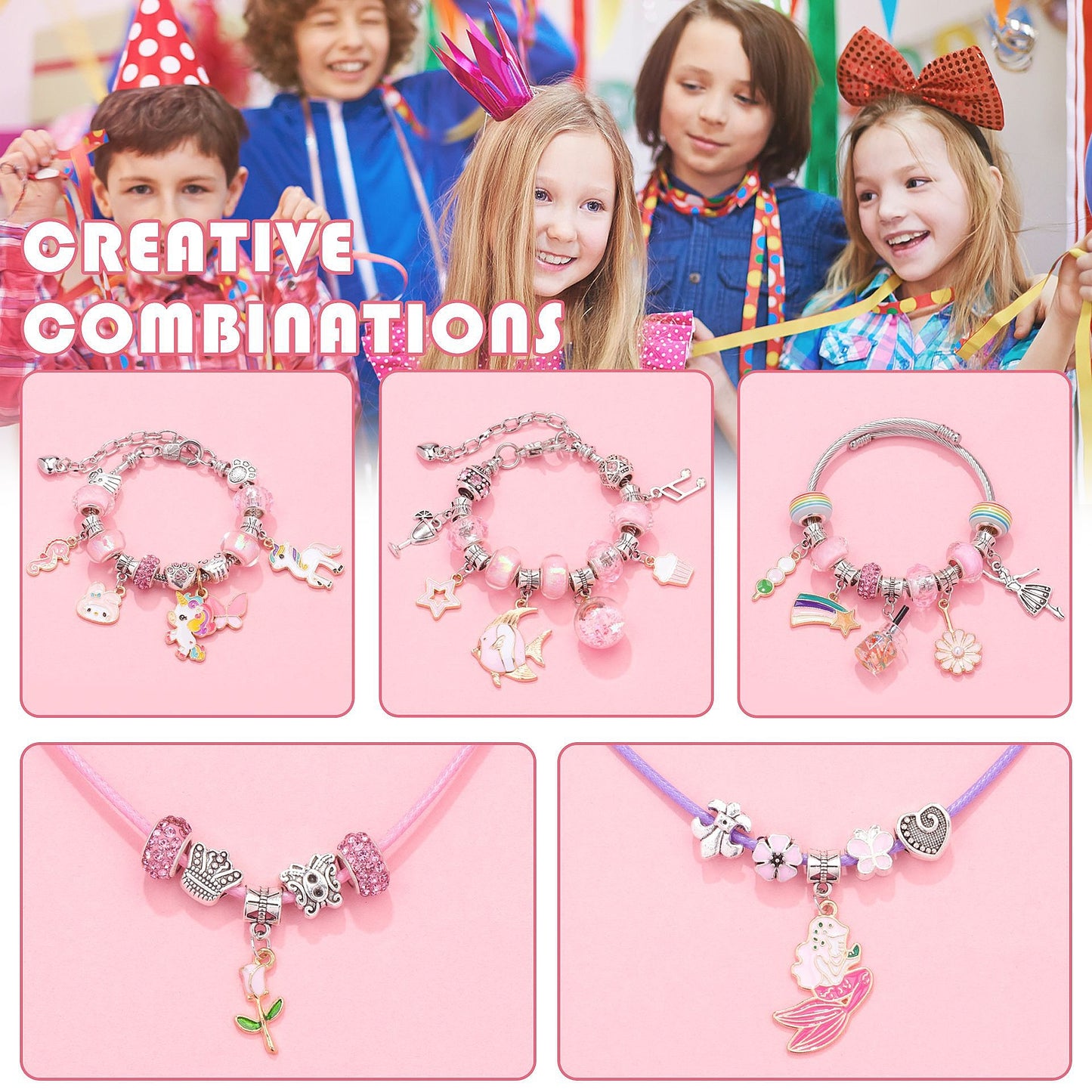 Girls Charm Bracelet Making Kit DIY Jewelry Making Set with Storage Box