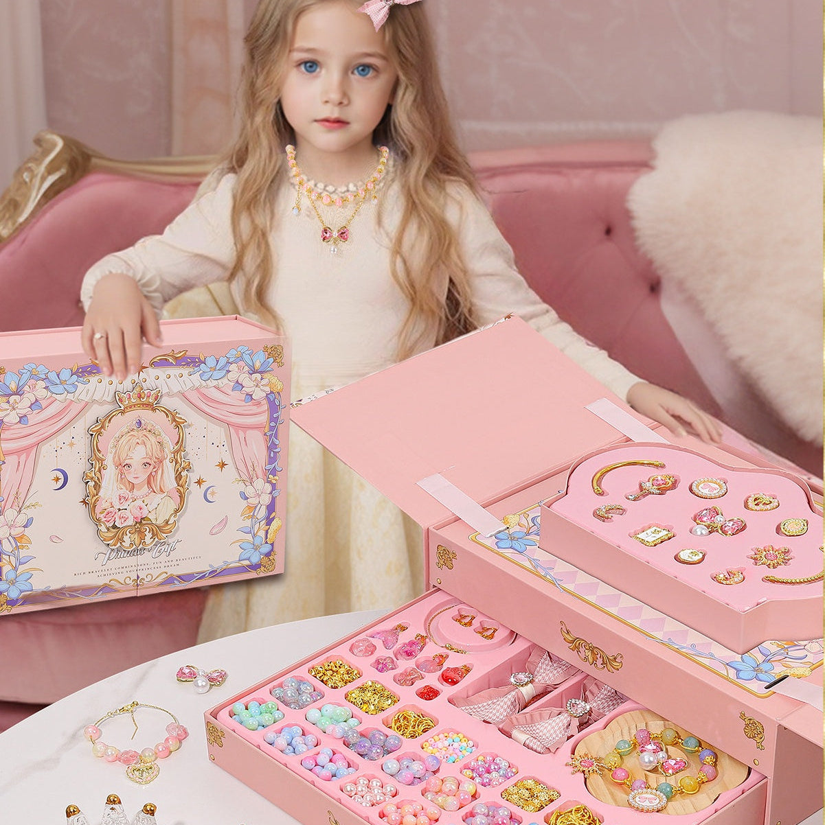 Princess Dream Beaded Jewelry Making Kit - Ultimate Premium DIY Gift Box