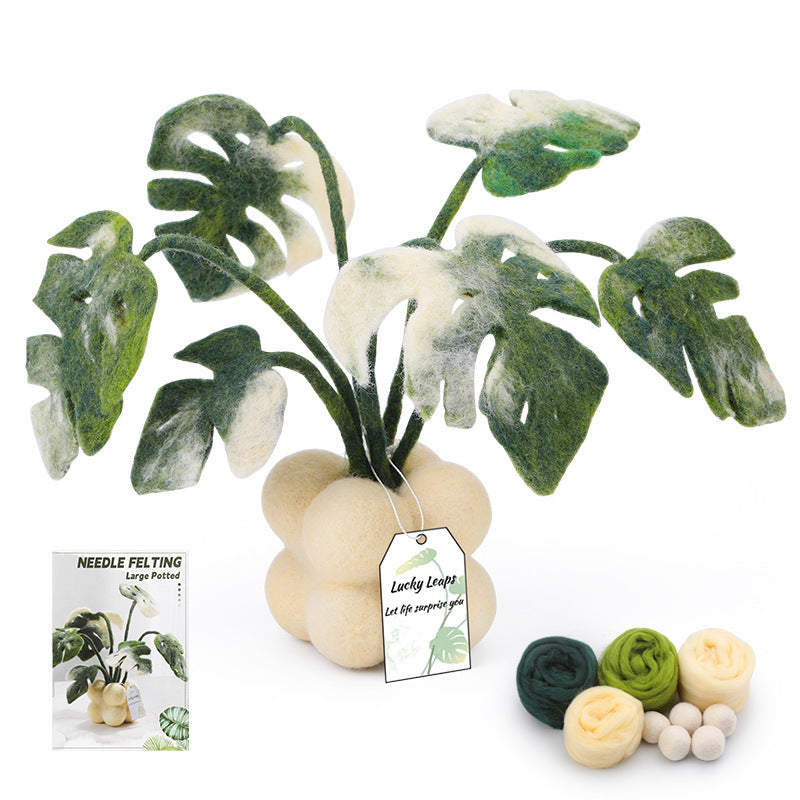 DIY Needle Felting Kit for Beginners - Monstera | Cute Faux Potted Plant Home Decor