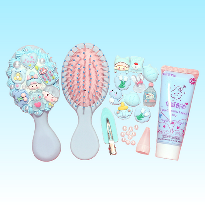 Cream Glue DIY Kit:  Hairbrush & Hair Clip Set