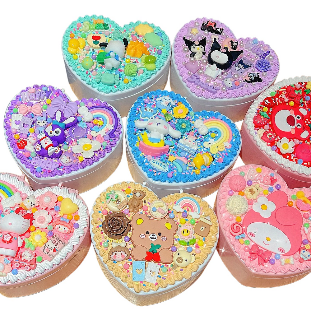 Decoden Cream Glue DIY - Kawaii Cartoon Heart Jewelry Box Organizer Kit