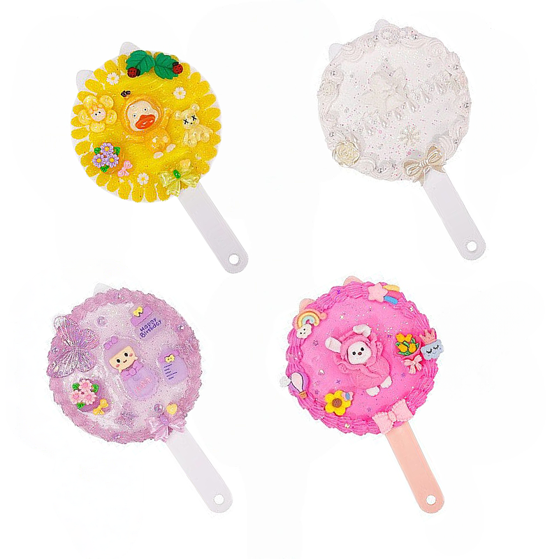 Cream Glue DIY 2-in-1 Hairbrush & Mirror Set