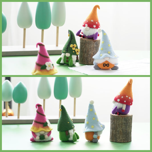4-in-1 Christmas Gnome Needle Felting Kit for Beginners – DIY Holiday Craft Set(with Keychain）