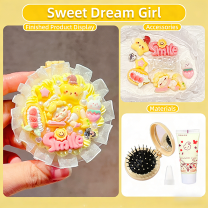 Lace-Trimmed Cream Glue DIY Air Cushion Comb Mirror Material Kit