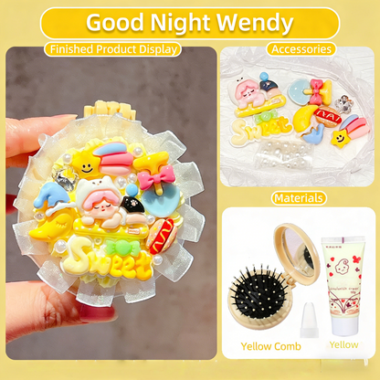 Lace-Trimmed Cream Glue DIY Air Cushion Comb Mirror Material Kit