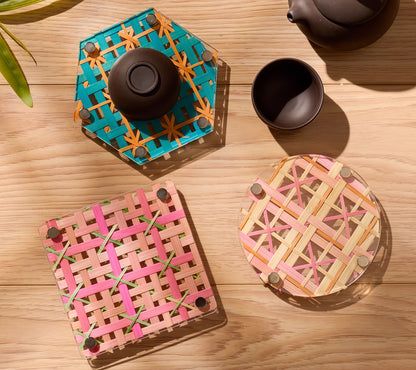 Chinese Cultural Heritage Bamboo Weaving - Acrylic Cup Mat DIY Kit