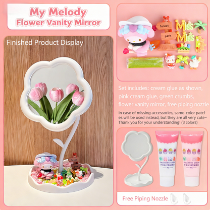 Cream Glue Flower Mirror DIY Kit (Oversized 360° Rotating Mirror)