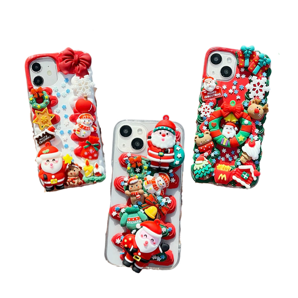Decoden Cream Glue Phone Case DIY Kit – Kawaii Santa Christmas Charms