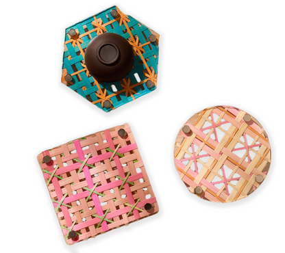 Chinese Cultural Heritage Bamboo Weaving - Acrylic Cup Mat DIY Kit