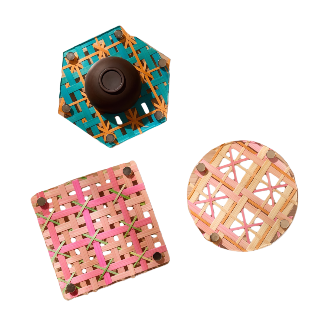 Asian Heritage Bamboo Weaving - Acrylic Cup Mat DIY Kit