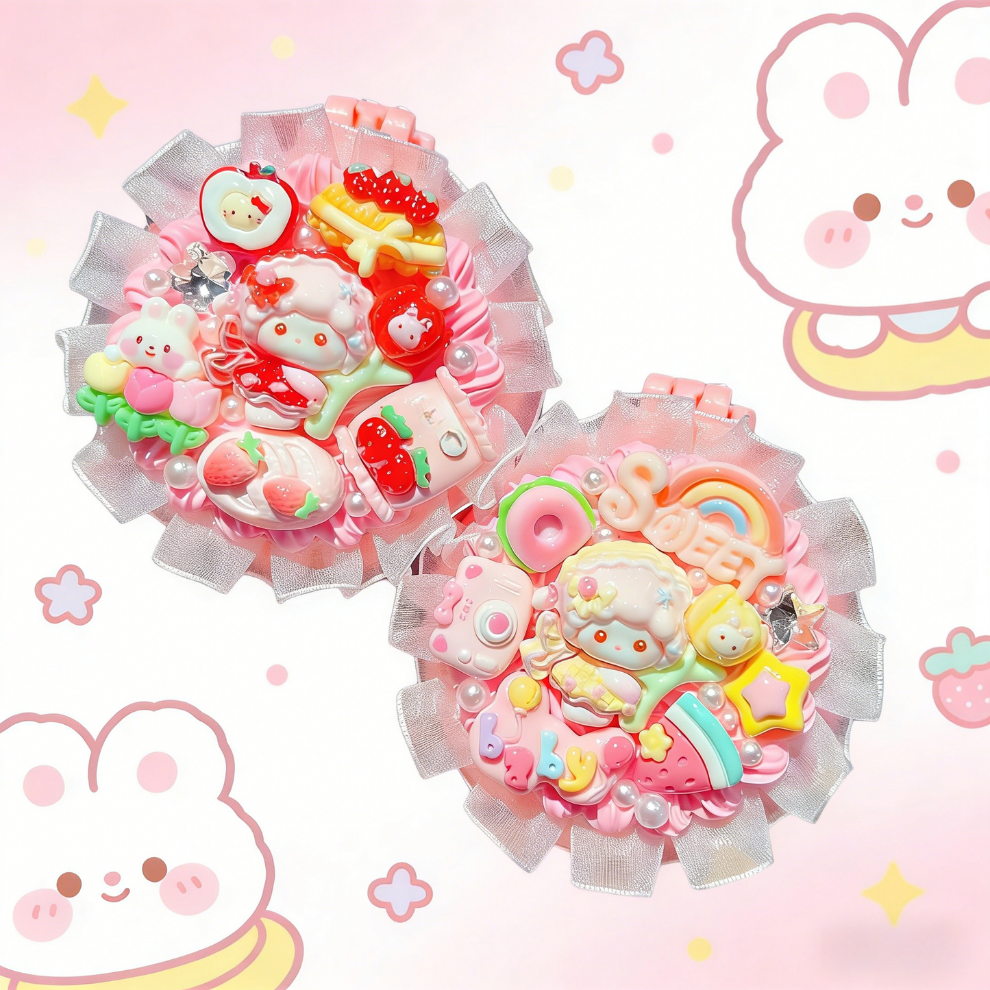 Lace-Trimmed Cream Glue DIY Air Cushion Comb Mirror Material Kit