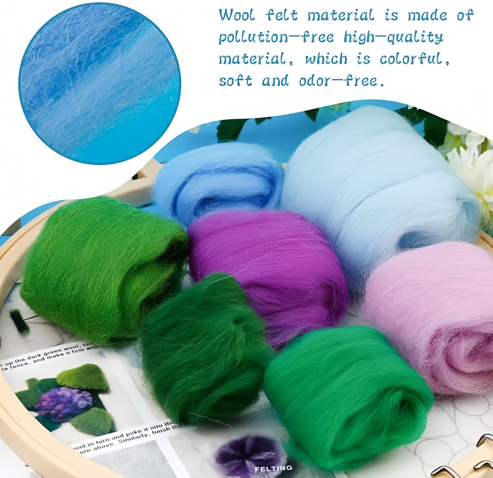 DIY Needle Felting Landscapes Kit for Beginners - Wool Hoop Art Set - Mushroom Series