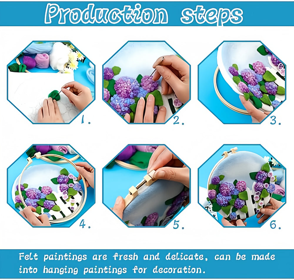 DIY Needle Felting Landscapes Kit for Beginners - Wool Hoop Art Set - Mushroom Series