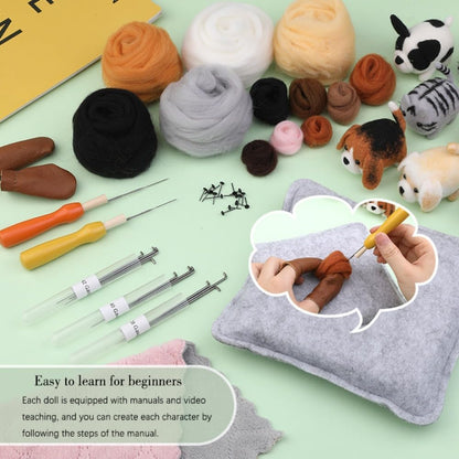 DIY Needle Felting Kit for Beginners - Cute Pet Animals - Wool Craft Dog & Cat Miniature