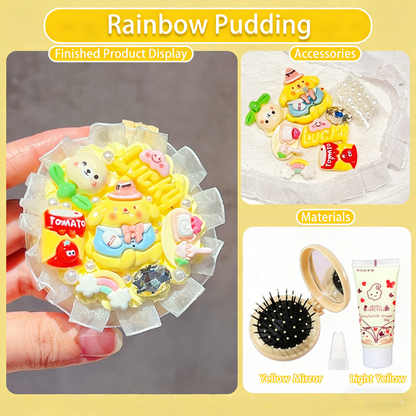 Lace-Trimmed Cream Glue DIY Air Cushion Comb Mirror Material Kit