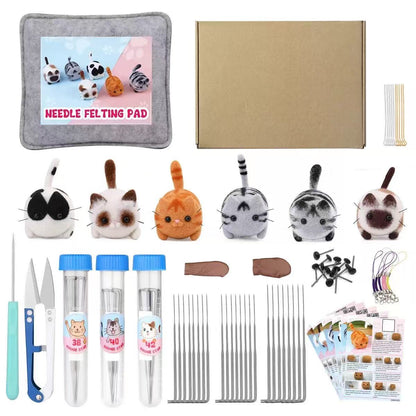 DIY Needle Felting Kit for Beginners - Cute Pet Animals - Wool Craft Dog & Cat Miniature