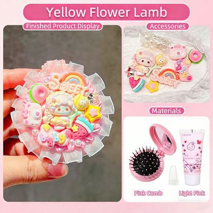 Lace-Trimmed Cream Glue DIY Air Cushion Comb Mirror Material Kit