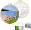 DIY Needle Felting Landscapes Kit for Beginners - Wool Hoop Art Set - Ocean Series