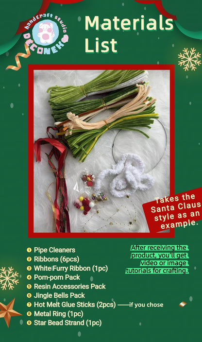 Pipe Cleaner Christmas Wreath Ornament DIY Kit (Large Size)