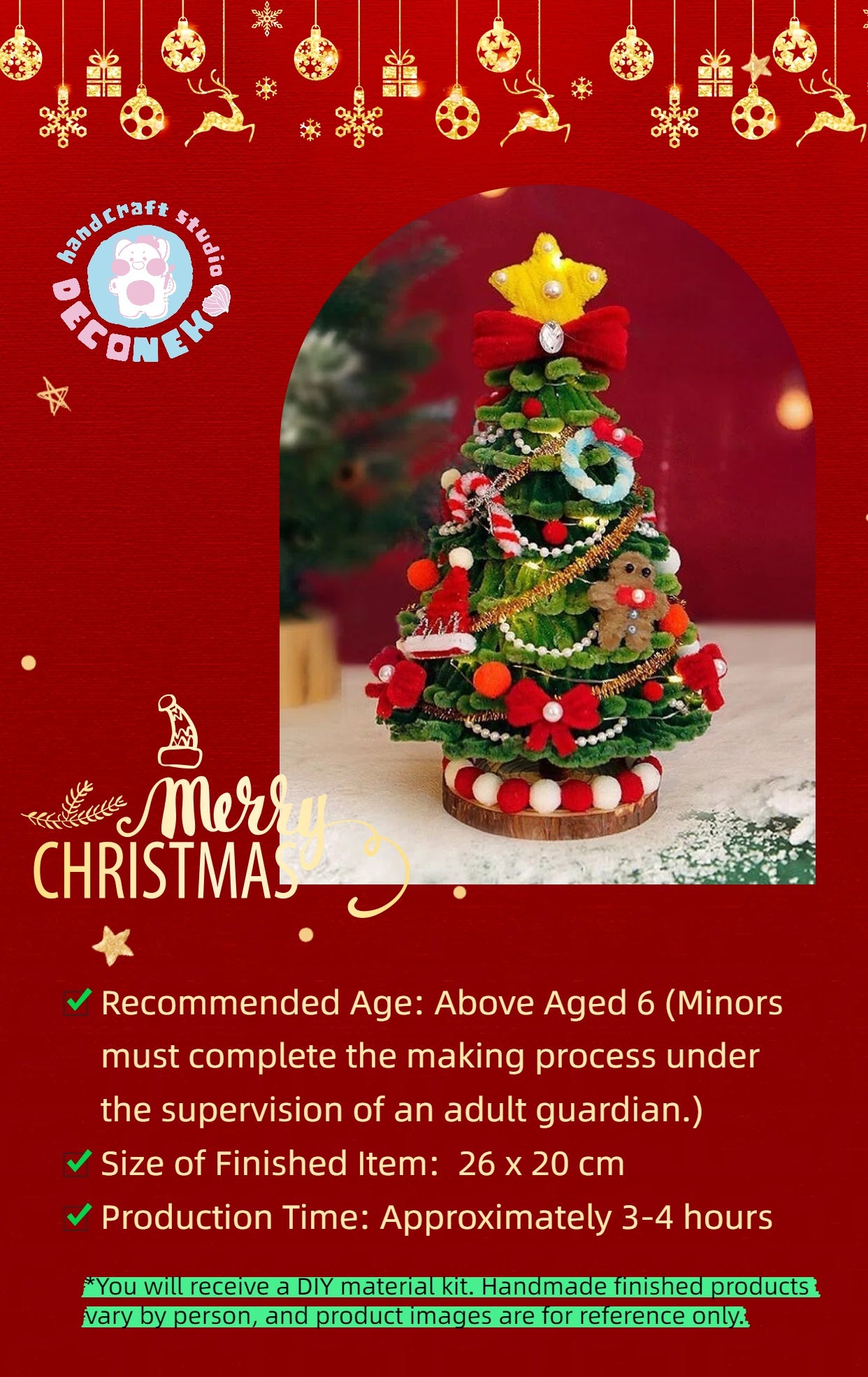 Pipe Cleaner Christmas Tree DIY Kit (Large Size)