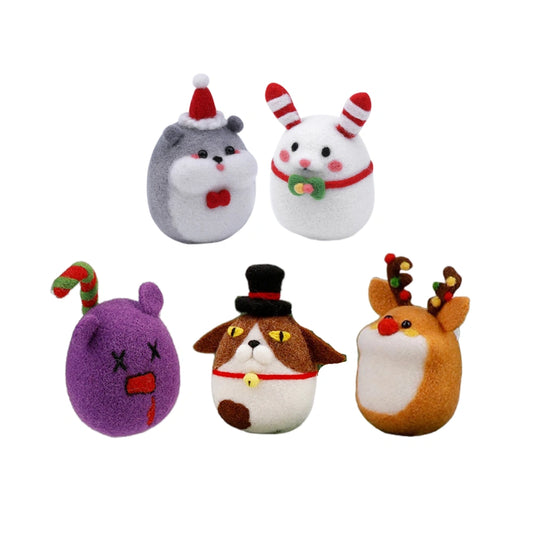 DIY Needle Felting Kit for Beginners – Cute Christmas Animals(with Keychain）