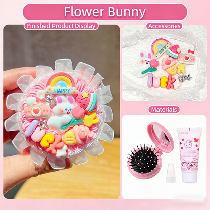 Lace-Trimmed Cream Glue DIY Air Cushion Comb Mirror Material Kit