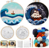 DIY Needle Felting Landscapes Kit for Beginners - Wool Hoop Art Set - Ocean Series