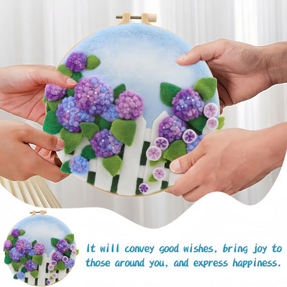 DIY Needle Felting Landscapes Kit for Beginners - Wool Hoop Art Set - Florial Series