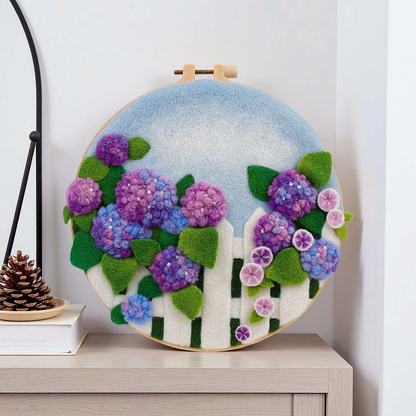 DIY Needle Felting Landscapes Kit for Beginners - Wool Hoop Art Set - Florial Series