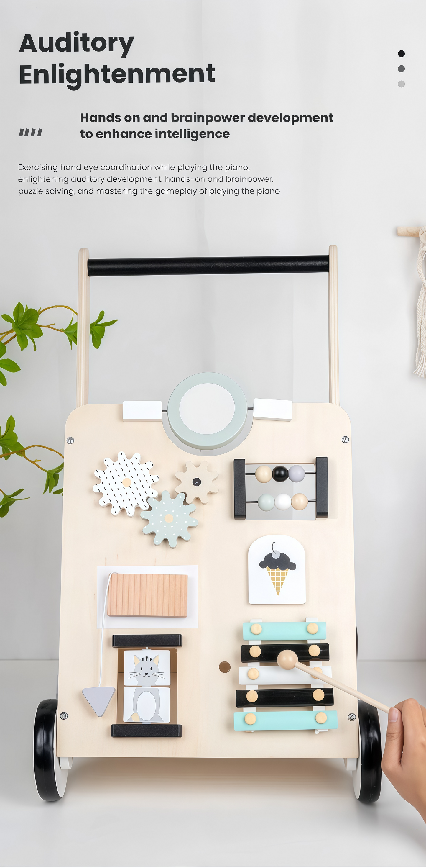 Wooden Baby Walker, Children's Multi-functional Walker
