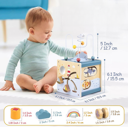 6-in-1 Wooden Ocean Activity Cube Montessori Toys