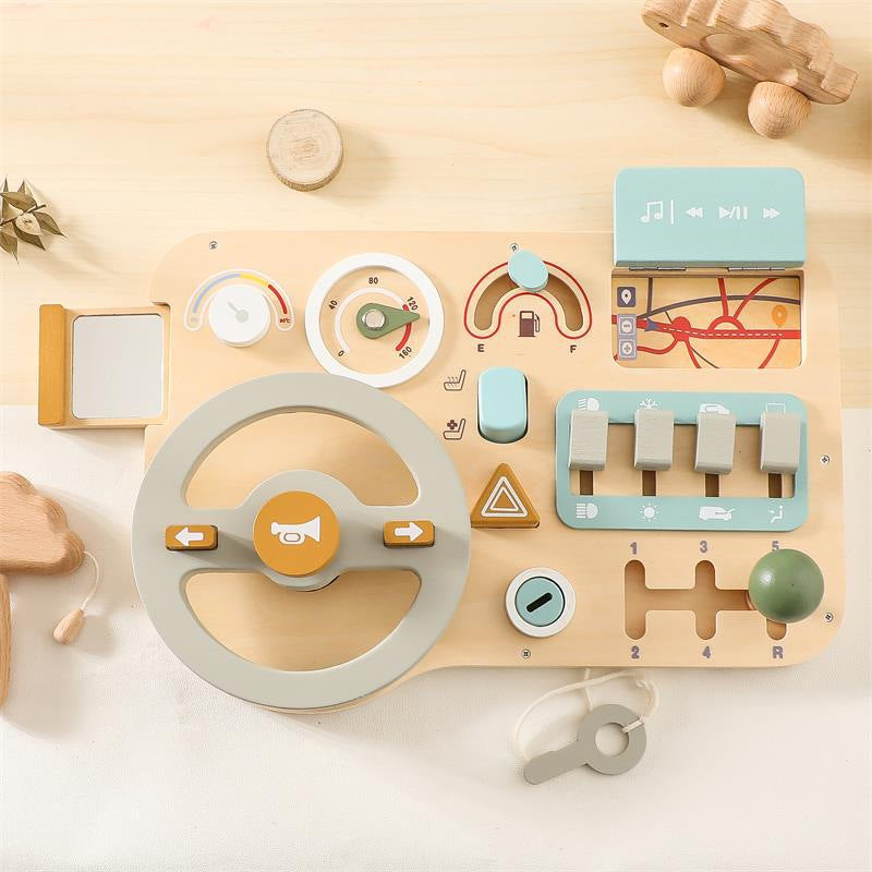 Wooden Montessori Steering Wheel Sensory Activity Board
