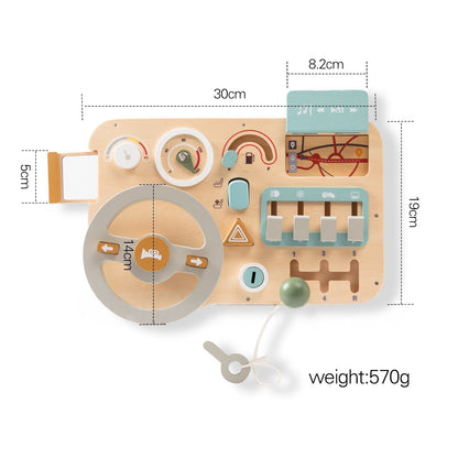 Wooden Montessori Car Dashboard Pretend Play Toy,  Activity Board