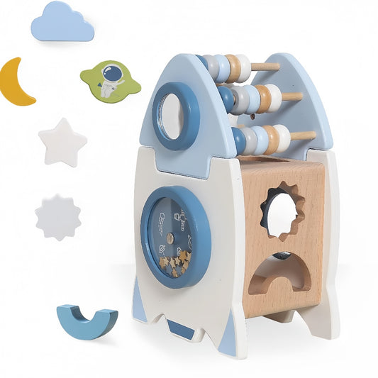Wooden Montessori Busy Board Activities, Rocket Style