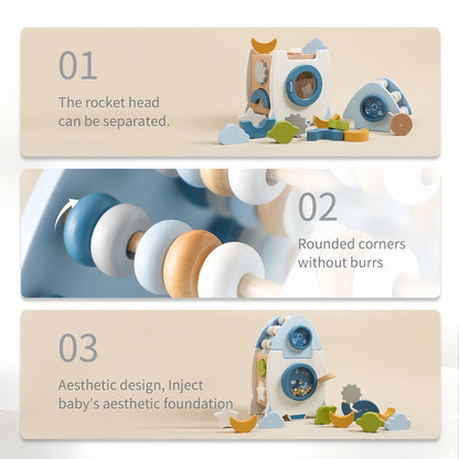 Wooden Montessori Busy Board Activities, Rocket Style