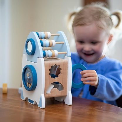 Wooden Montessori Busy Board Activities, Rocket Style